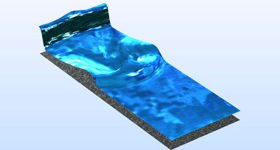 Dam Breaking on a Column, Shallow Water Equations